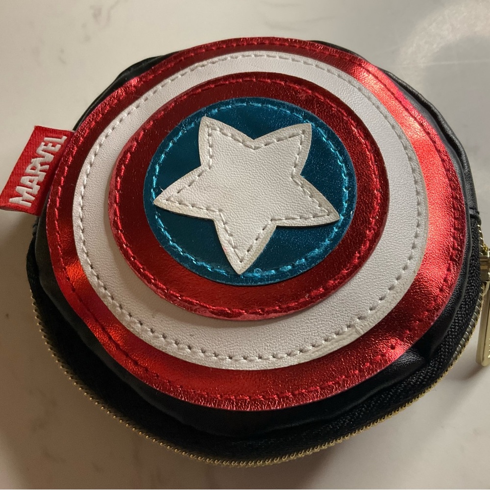 Marvel Red, Blue, and White disney store Captain America Coin Pouch